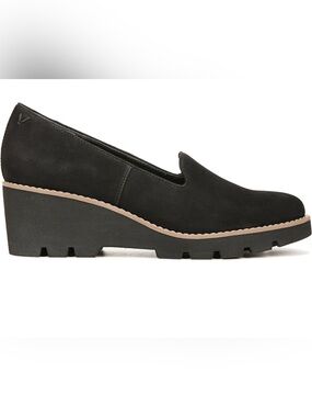Vionic‎ Willa Wedge Loafers In Black Suede Women's Size 8M New In Box